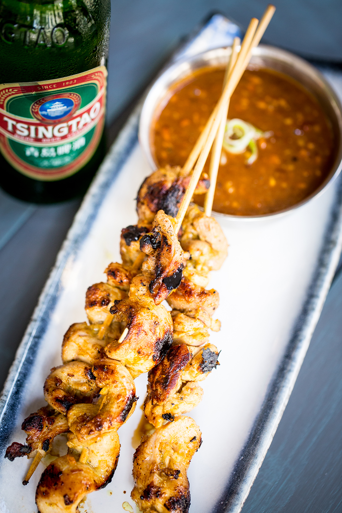 TSINGTAO BEER CHICKEN SKEWERS